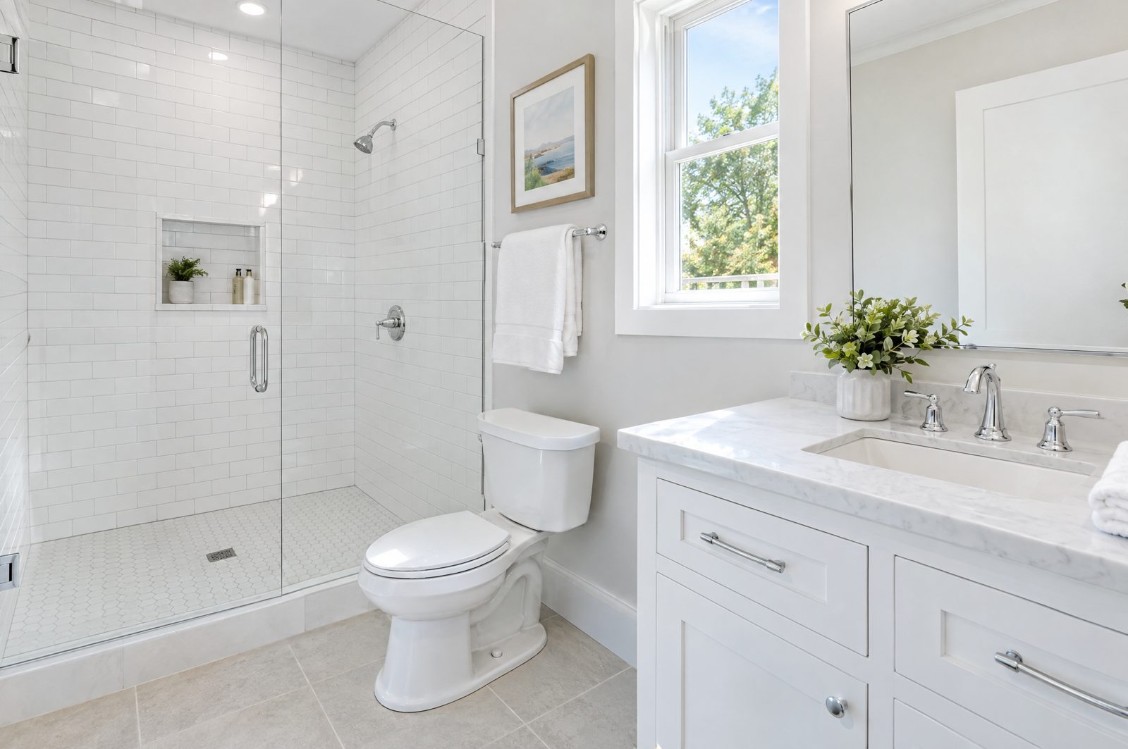 Spotless bathroom after a deep clean